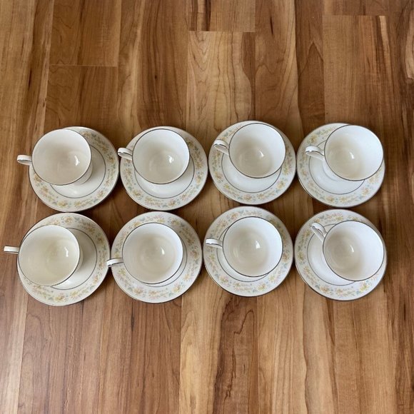 NORITAKE Ivory China BLOSSOM TIME 7150 Pattern Tea Cup and Saucer Set 16 Pieces - Picture 4 of 8